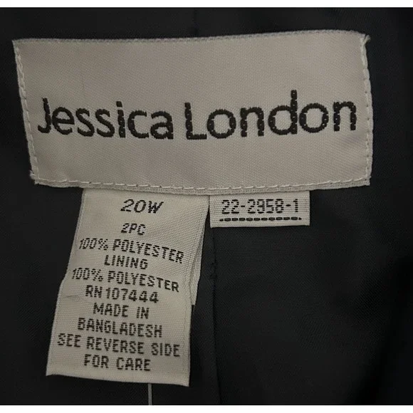 Jessica London Women's NEW 20 W Black Double-Breasted Career Blazer-019 - Picture 5 of 14